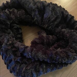 Plush Faux Fur Black Infinity Scarf